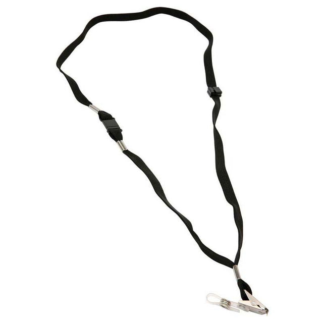 Black flat lanyards pack of 10 with adjustable breakaway strap, ideal for badges and keys at events and daily use.