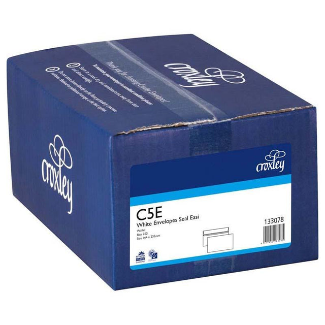 Croxley C5E security envelopes in a box of 250, ideal for mailing A5 or A4 documents, featuring a durable, opaque design.