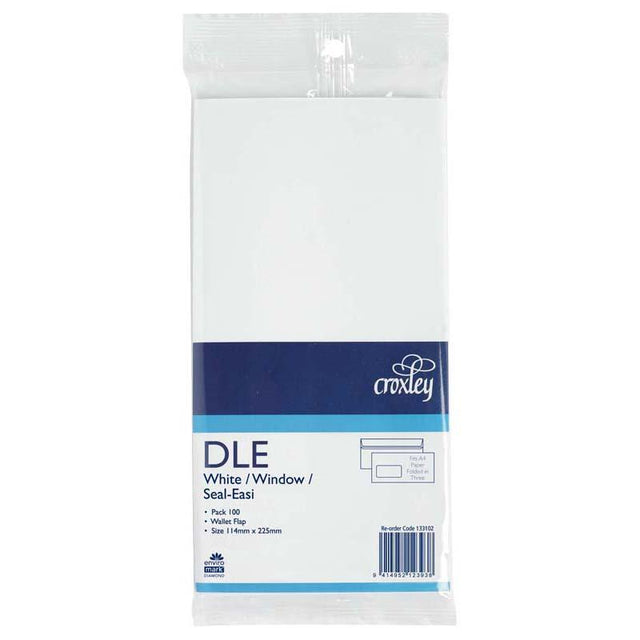 Croxley DLE envelopes in a 100-pack, 80 GSM paper, perfect for secure mailing and professional correspondence.