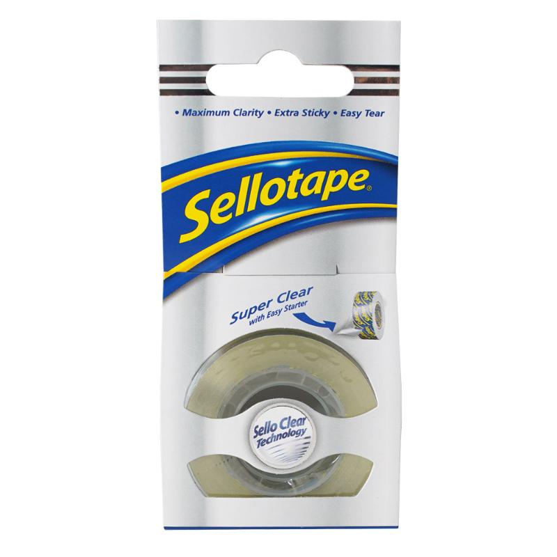 Sellotape Super Clear 18mm x 25m, invisible tape for crafting and wrapping, extra sticky, scissor-free tearing, mess-free application.