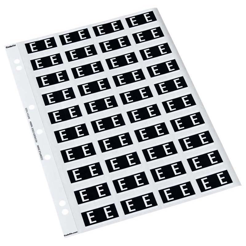 Codafile Label Alpha E 25mm Pack 5 Sheets