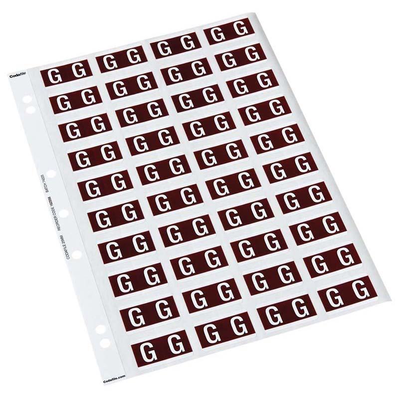 Codafile Label Alpha G 25mm Pack 5 Sheets