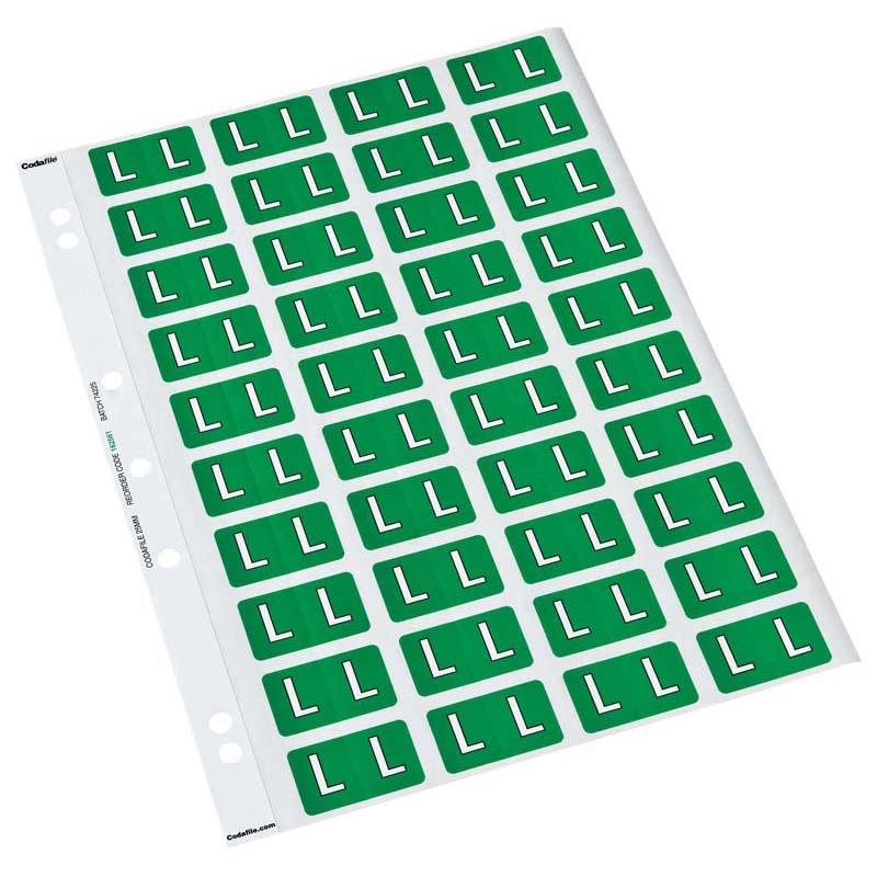 Dark green 25mm labels in a pack of 5 sheets for easy color coding and organization of documents.