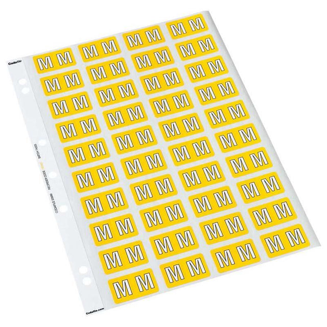 Vibrant yellow Codafile labels in a 25mm pack for effective color coding and organized filing, ideal for home and office use.