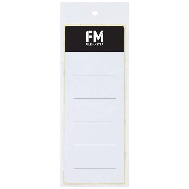 Self-adhesive white lever arch spine labels, 10-pack, 65mm x 174mm, for organized and professional document management.