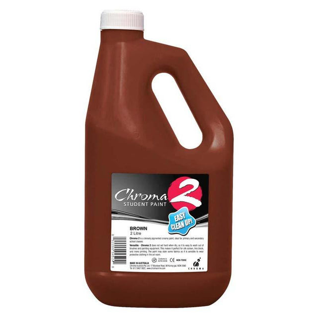 Chroma C2 2-litre Brown paint, non-toxic, creamy texture for smooth application, ideal for various surfaces and easy cleanup.