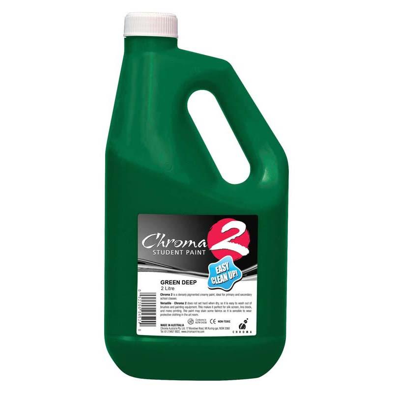 Chroma C2 Green Deep Paint 2 Litre - Eco-friendly, vibrant color, non-toxic, easy cleanup, ideal for home and art projects.