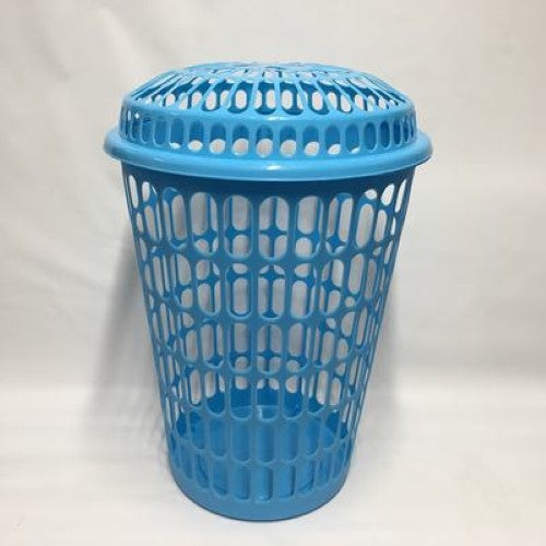 Blue plastic laundry baskets, set of 12, perfect for organizing laundry and daily chores.