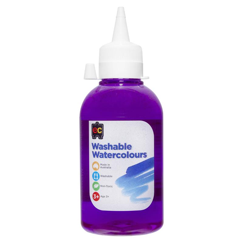 Bottle of EC Paint Washable Watercolours in Lilac, offering vibrant color for various artistic surfaces and easy clean-up.