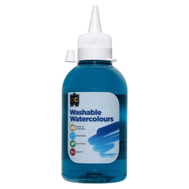 250ml bottle of turquoise washable watercolours for creative painting and crafting on various surfaces.