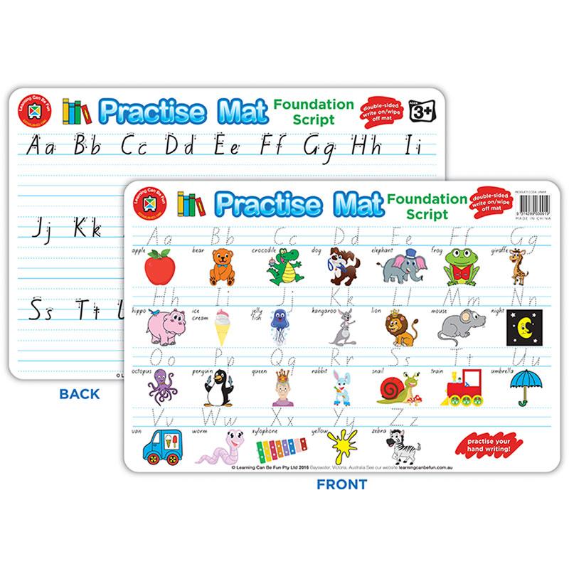 Colorful LCBF Practise Mats for kids to enhance handwriting and numeracy, reusable with dry erase pens, 42x28cm.