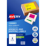 Avery Shipping Label L7165FG Fluoro Green 99.1x67.7mm 8up 25 Sheets