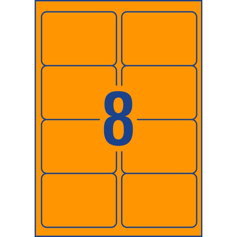 Avery Shipping Label L7165FO Fluoro Orange 99.1x67.7mm 8up 25 Sheets