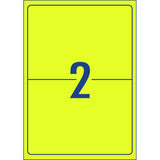 Avery Shipping Label L7168FY Fluoro Yellow 199.6x143.5mm 2up 25 Sheets