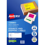 Avery Shipping Label L7163FG Fl Green Laser 99.1x38.1mm 14up 25 Sheets