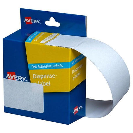 Avery Label Dispenser with 180 white 29x76mm labels for easy organization, featuring removable adhesive and user-friendly design.