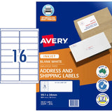 Avery Label J8162-50: 800 smudge-free inkjet labels, 16 per sheet, 99x34mm, ideal for organization and product labeling.