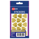 Avery Label Hearts Gold Medium 30 Pack