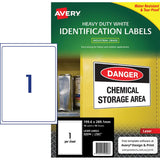 Avery Heavy Duty ID Label L7067 White Laser 199.6x289.1mm 1up 10 Sheets