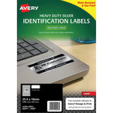 Avery Heavy Duty ID Label L6008 Silver Laser 25.4x10mm 189up 20 Sheets