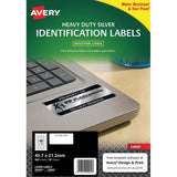 Avery Heavy Duty ID Label L6009 Silver Laser 47.5x21.2mm 48up 20 Sheets