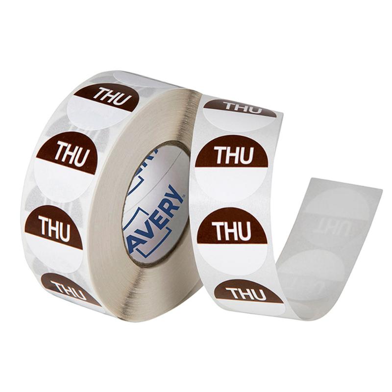 Avery Labels Thursday Round Day 24mm Brown White 1000 Roll