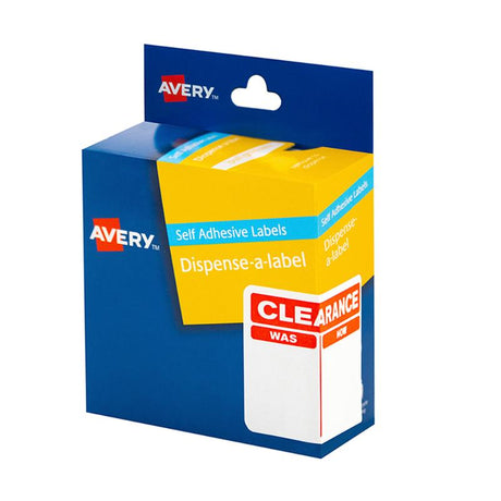 Bright red and white Avery labels in a 100-pack, 60x40mm, with removable adhesive for easy, temporary labeling.