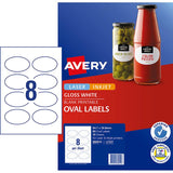 Avery Label L7127 Oval Glossy 8up 10 Sheets 84x50mm