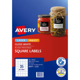 Avery Label L7119 Square White Glossy 35up 10 Sheets 35x35mm
