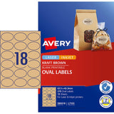 Avery L7103 Oval Kraft labels, 270 count, eco-friendly, customizable, ideal for natural packaging and branding.