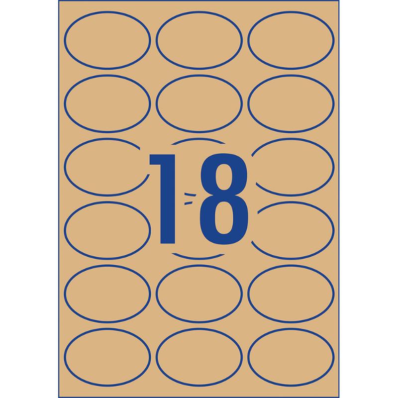 Avery Label L7103 Oval Kraft 18up 15 Sheets 63x42mm