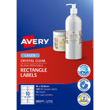 Avery L7113 crystal clear labels, 100% transparent, 96x50mm, ideal for a professional look on jars and bottles.