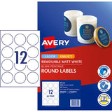 Round white labels (60mm) on 10 sheets, removable adhesive for versatile product branding and event decor uses.