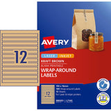 Avery Label L7145 Wrapround Kraft 190x16mm 12up 15 Sheets