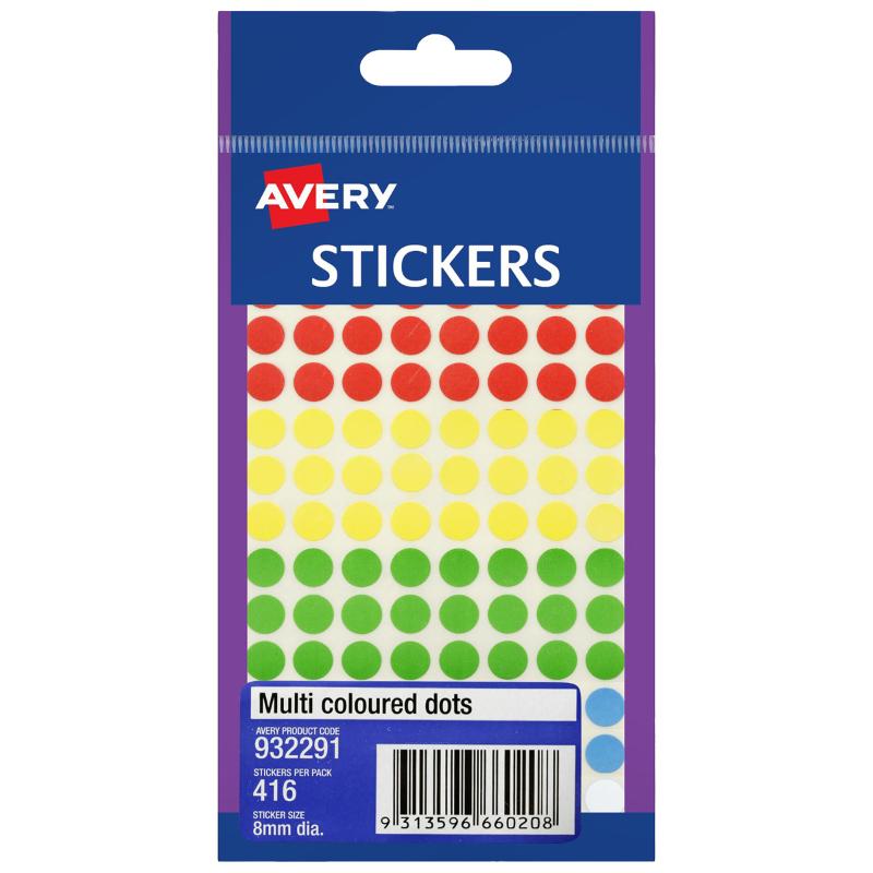 Avery Assorted Dots 8mm 416 Pack