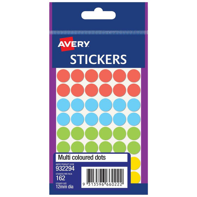 Colorful 12mm dot stickers in a resealable pack for easy organization and labeling at home, school, or the office.