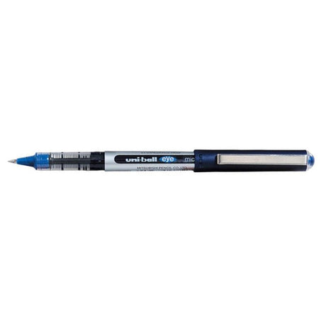 Uni-ball Eye 1.0mm Capped Broad Blue pen featuring vibrant blue ink and a comfortable grip for smooth, bold writing.