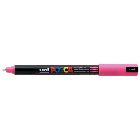 Ultra-fine 0.7mm pink paint marker for detailed designs on various surfaces, perfect for artists and DIY projects.