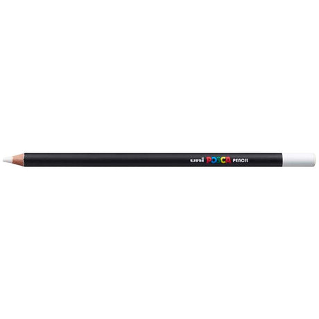 White Uni Posca Pencil showcasing ultra-vivid color and smooth application on various paper types for artists and crafters.