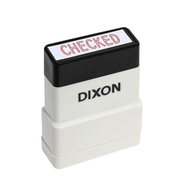 Pre-inked red Dixon Stamp 022, made from durable plastic, measuring 13x42mm for crisp impressions in office or personal use.