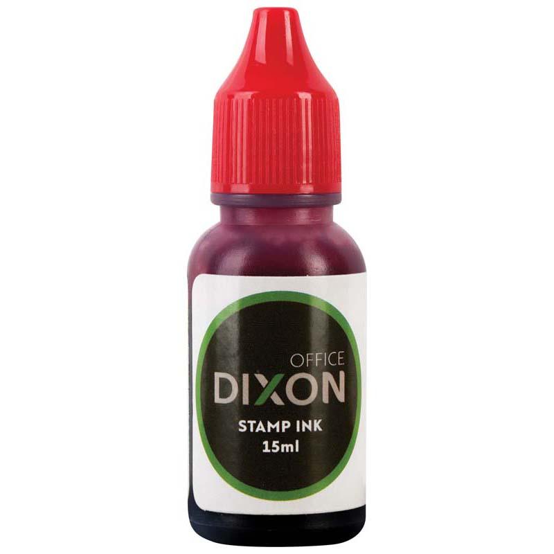 Dixon 15ml red stamp ink refill for self-inking stamps, ensures bold impressions and easy application for personal or professional use.