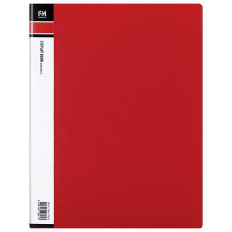 A4 display book in red with 20 durable clear pockets for organizing and protecting documents and presentations.