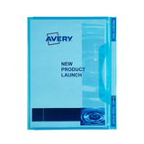 Avery Project File A4 Blue with reversible strip, durable polypropylene, holds 20 sheets, ideal for organizing documents.