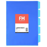 FM Pocket L Shape 5 Tab A4 Blue pack, featuring five durable polypropylene dividers for effective document organization.