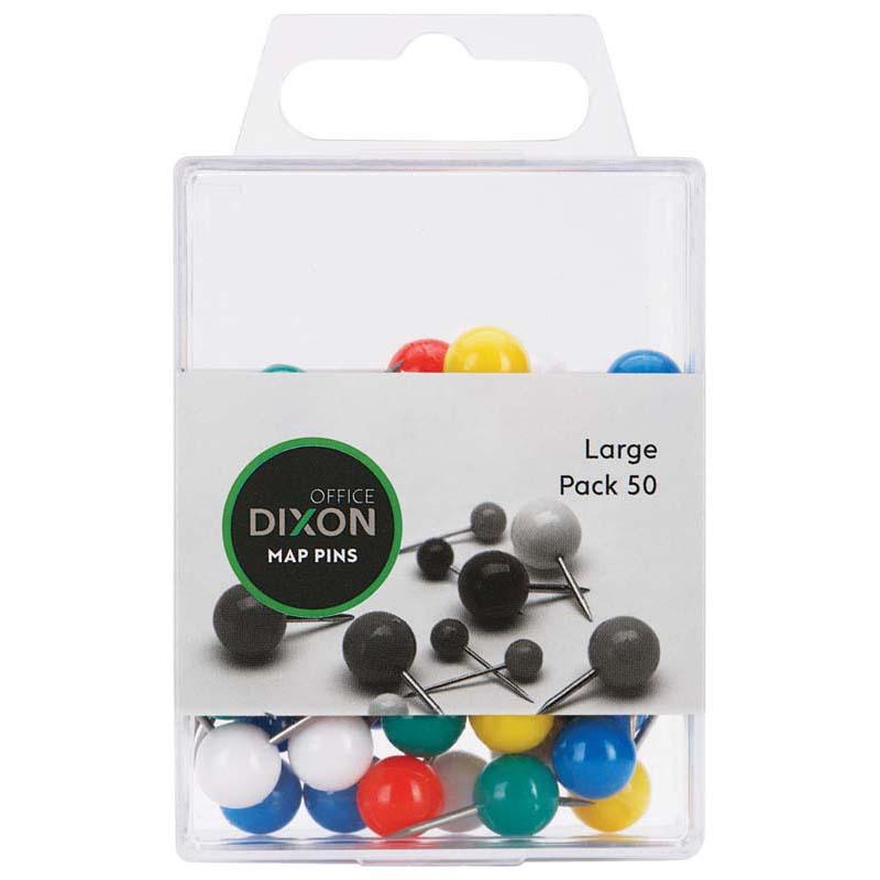 Vibrant Dixon Map Pins pack of 50, featuring assorted colors for easy organization on maps, charts, and planners.