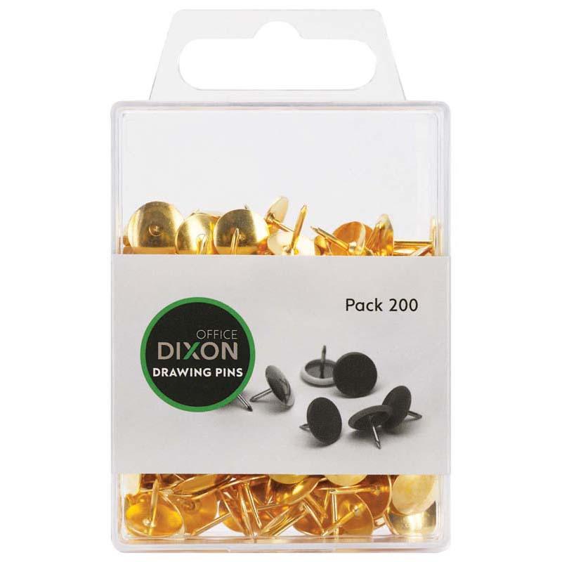 Dixon Brass Drawing Pins No.3 pack of 200, durable, corrosion-resistant pins for crafting, organizing, and securing papers.