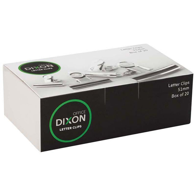 Dixon 51mm letter clip with chrome finish, strong grip for secure document organization without damage.