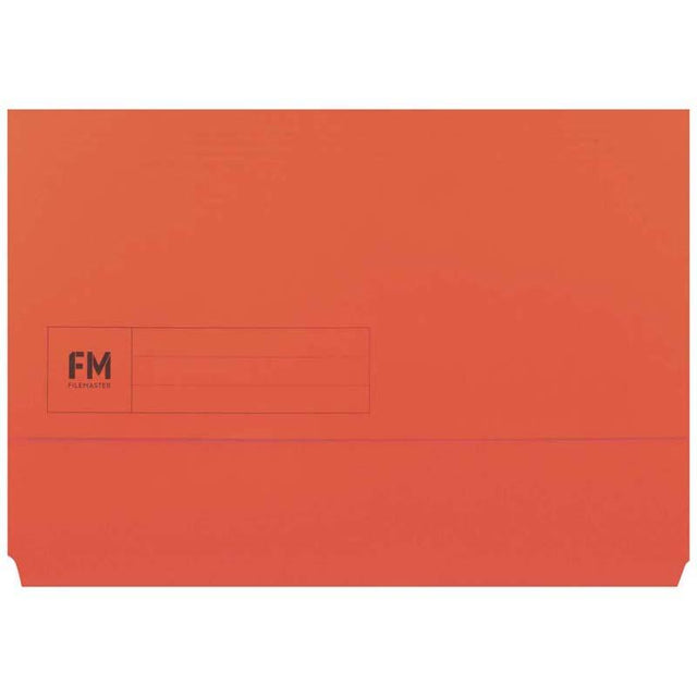 Red foolscap document wallet made of lightweight manilla boards, featuring an ID panel and 25mm capacity for organized storage.