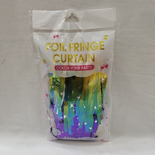Shimmering foil fringe curtains, 1x2m each, perfect for adding glamour to parties and celebrations; set of 6 included.