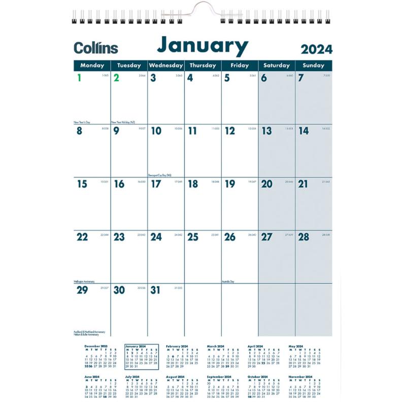 Collins Calendar A3 Month To View Laminated Wiro Even Year